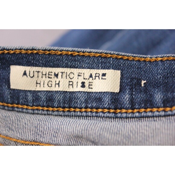 Gap 1969 Womens Authentic Flare High Rise Blue Denim Jeans Raw Hem 27R 27X33 - Picture 9 of 12